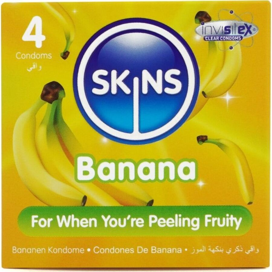 SKINS - PACK DE 4 PRESERVATIVOS SABOR BANANA PREMIUM
