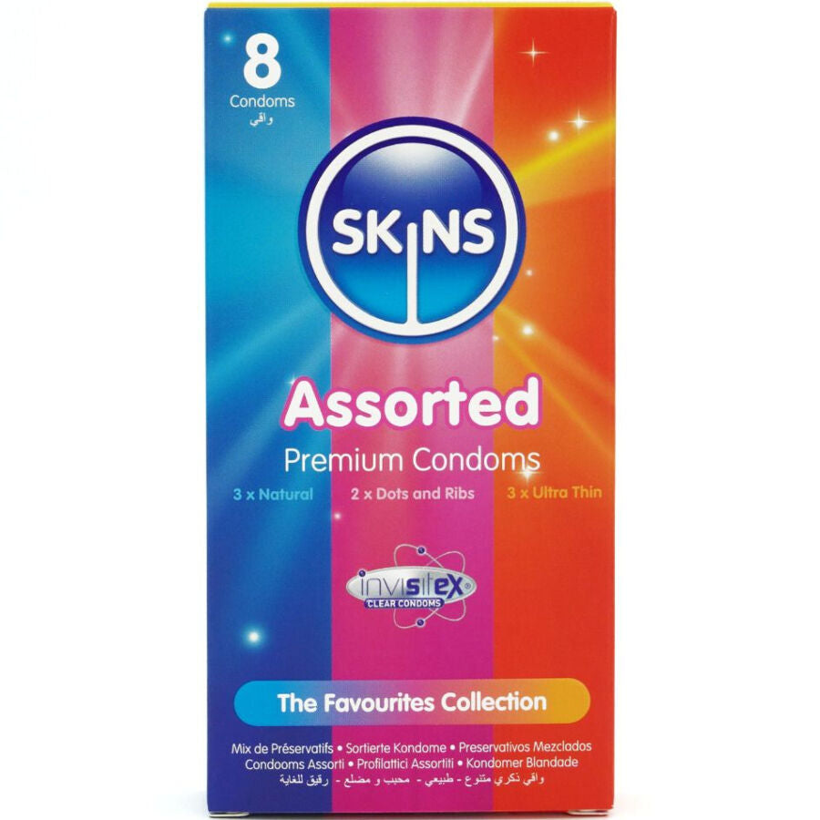 SKINS - EMBALAGEM DE 8 PRESERVATIVOS PREMIUM SORTIDOS