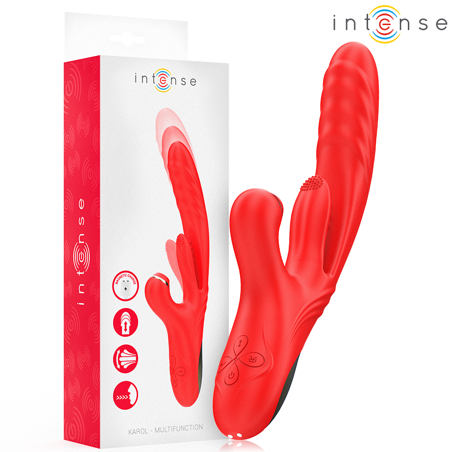 INTENSE - KAROL VIBRADOR MULTIFUNÇÕES IMPULSO & ESTIMULAÇÃO & ONDAS ESTIMULANTES VERMELHO
