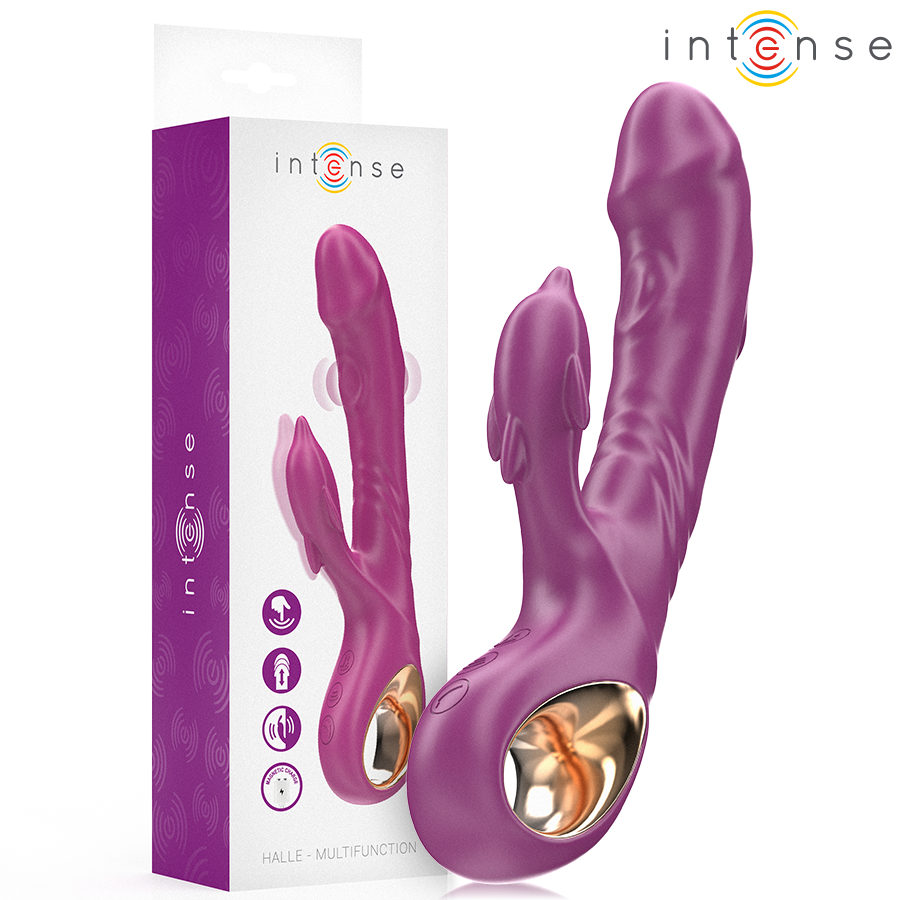 INTENSE - HALLE VIBRADOR MULTIFUNÇÕES COM LÍNGUA ESTIMULANTE GOLFINHO ROXO