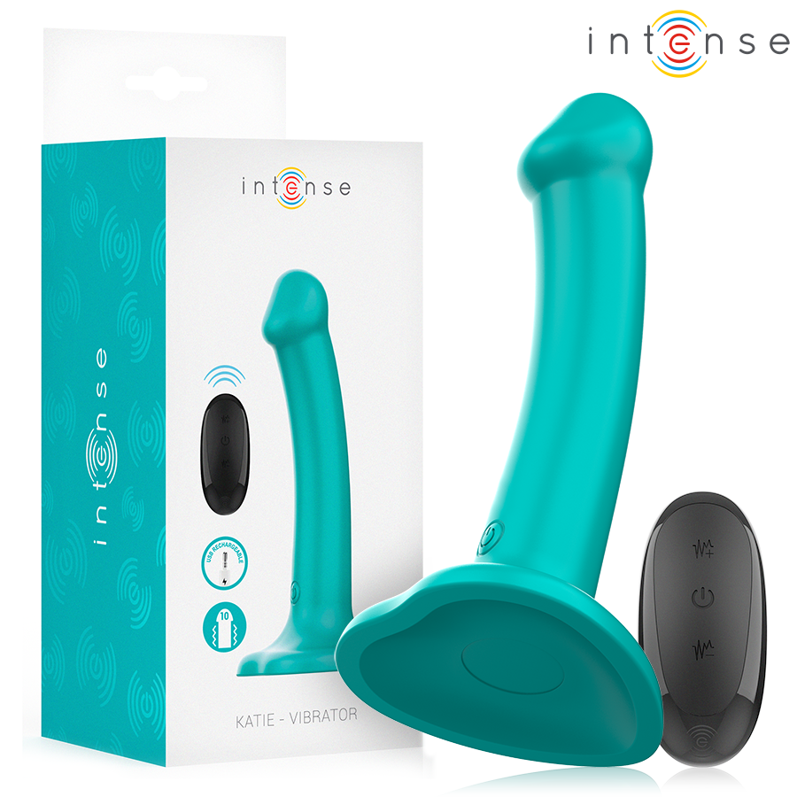 INTENSE - KATIE VIBRADOR COM VENTOSA 10 VIBRAÇÕES COMANDO AZUL