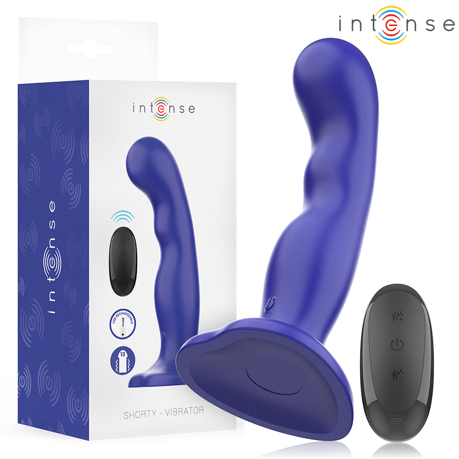 INTENSO - VIBRADOR CURTO COM VENTOSA COMANDO AZUL