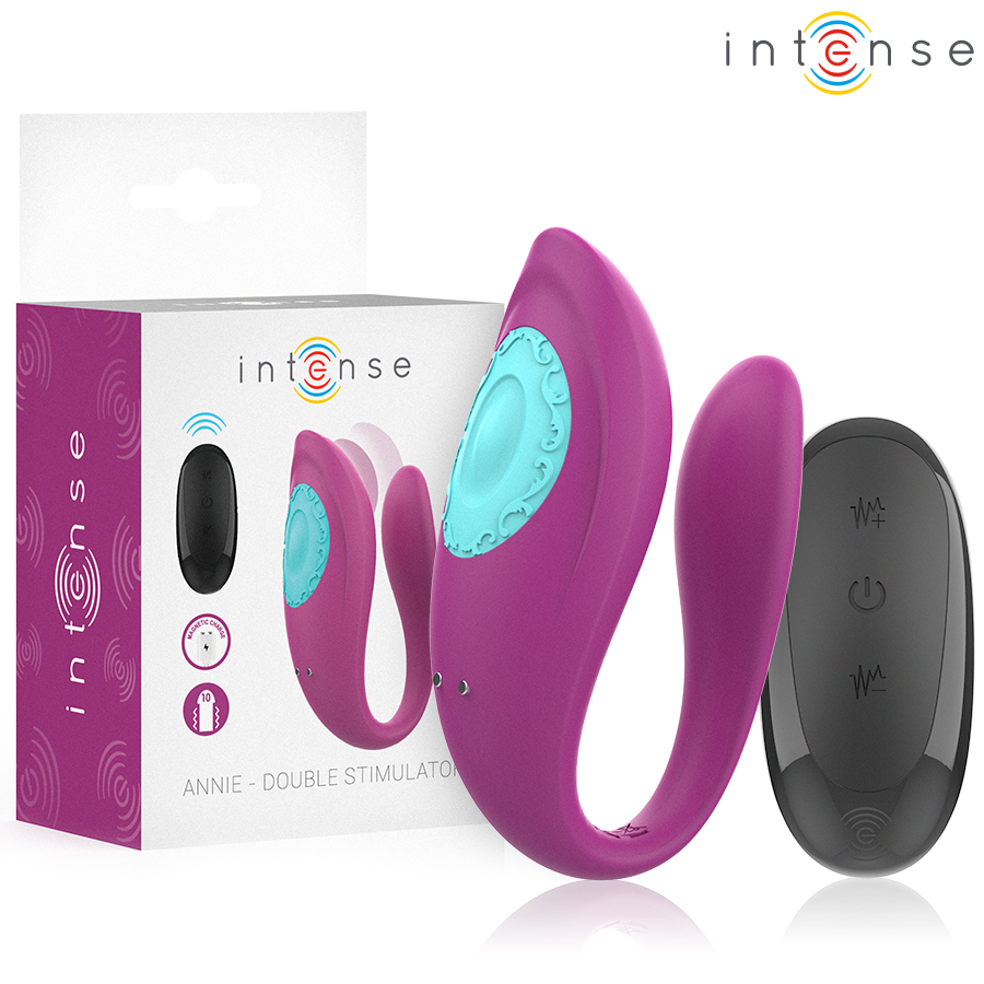 INTENSE - ANNIE VIBRADOR E ESTIMULADOR EM U ROXO COM CONTROLO REMOTO