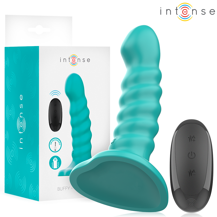 INTENSE - BUFFY VIBRADOR TAMANHO S DESIGN ESPIRAL 10 VIBRAÇÕES COMANDO AZUL