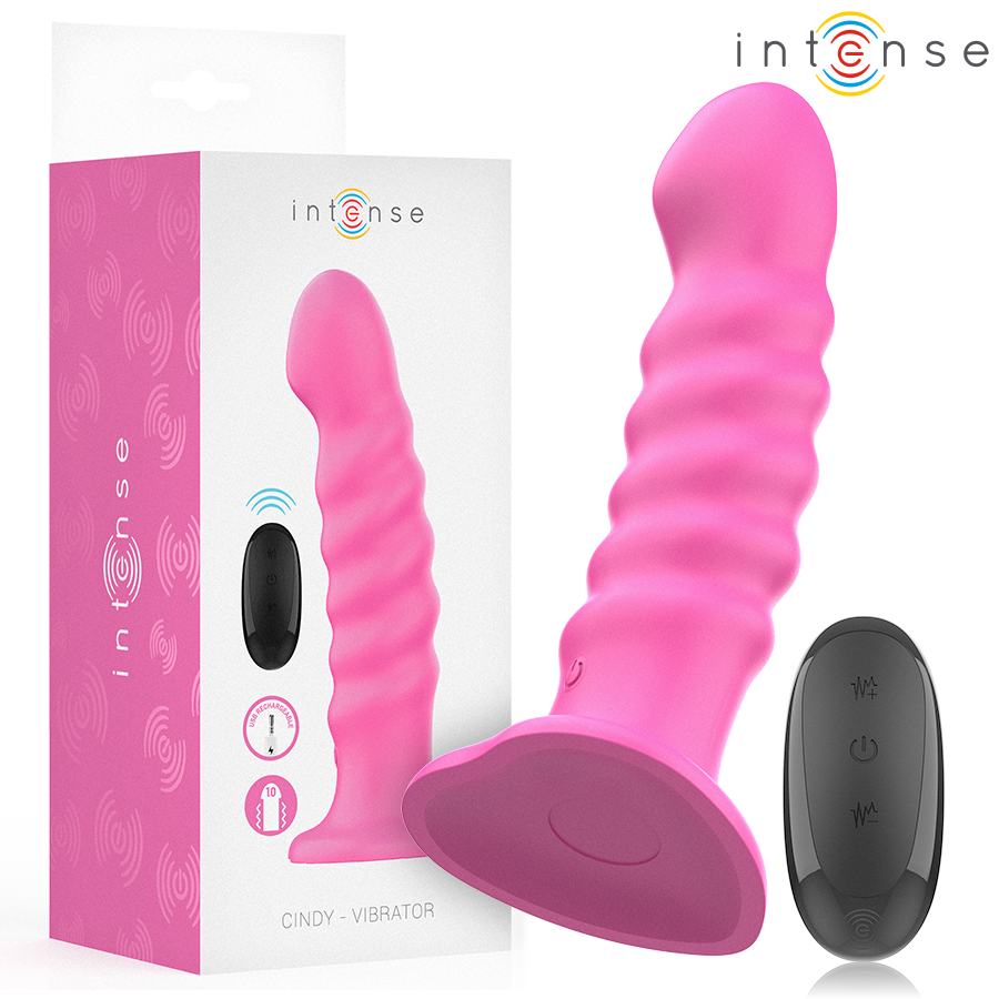 INTENSO - CINDY VIBRADOR TAMANHO L DESIGN ESPIRAL 10 VIBRAÇÕES ROSA CONTROLO REMOTO