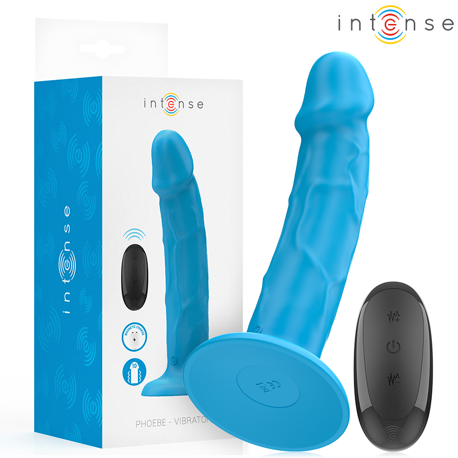 INTENSE - PHOEBE VIBRADOR REALISTA 10 VIBRAÇÕES COM CONTROLO REMOTO AZUL
