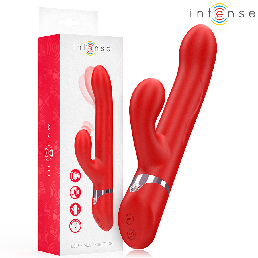 INTENSE - LELE VIBRADOR MULTIFUNÇÕES ROTATIVO & OSCILANTE & ESTIMULANTE VERMELHO