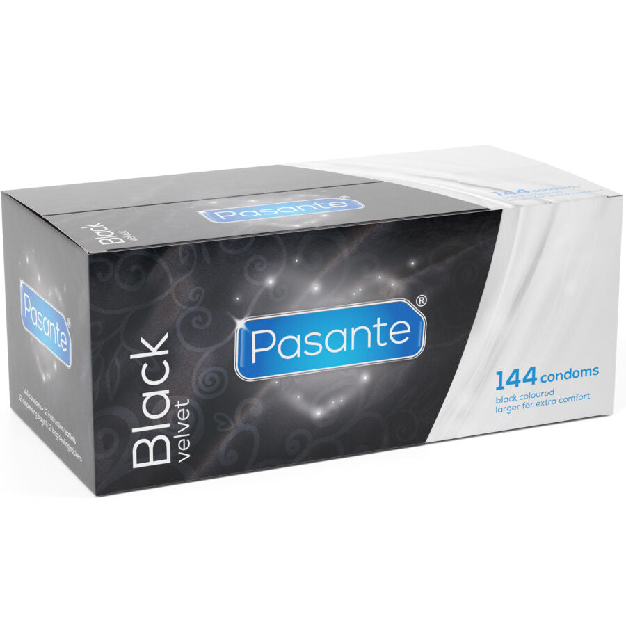 PRESERVATIVOS PASANTE VELVET BLACK - CAIXA DE 144 UNIDADES