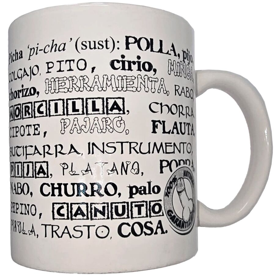 DIABLO PICANTE - CANECA BRANCA COM SINÓNIMOS DE PÉNIS 370 ML