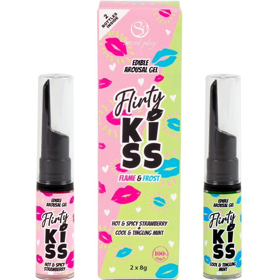 SECRETPLAY - GÉIS PRAZER BAJOS COM EFEITOS DE SEXO ORAL MORANGO & MENTA 2 X 8 GR