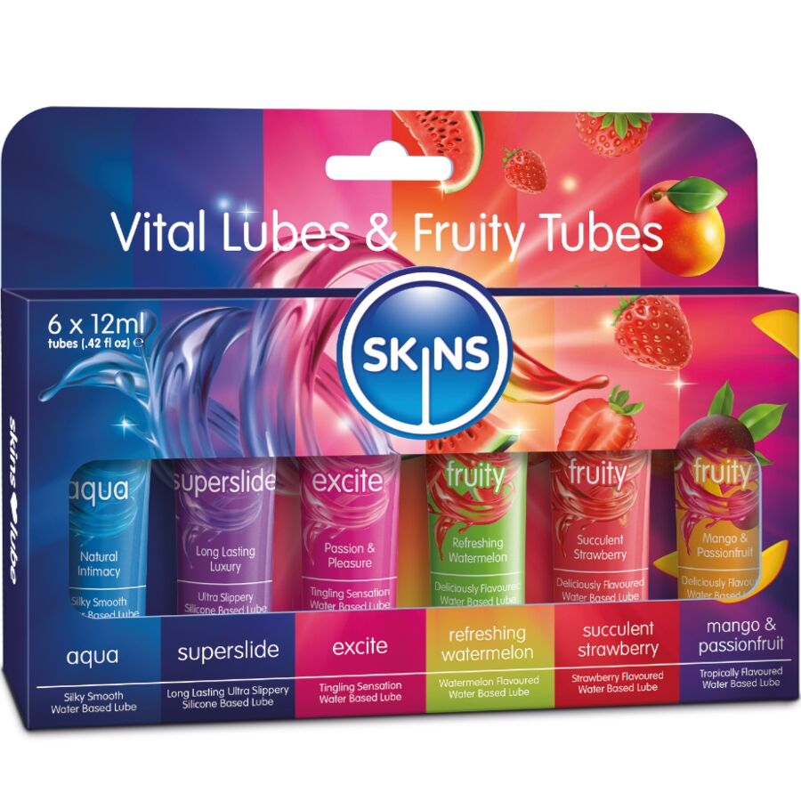 KIT DE LUBRIFICANTES VITAL & FRUITY PARA A PELE - 6 x 12 ML
