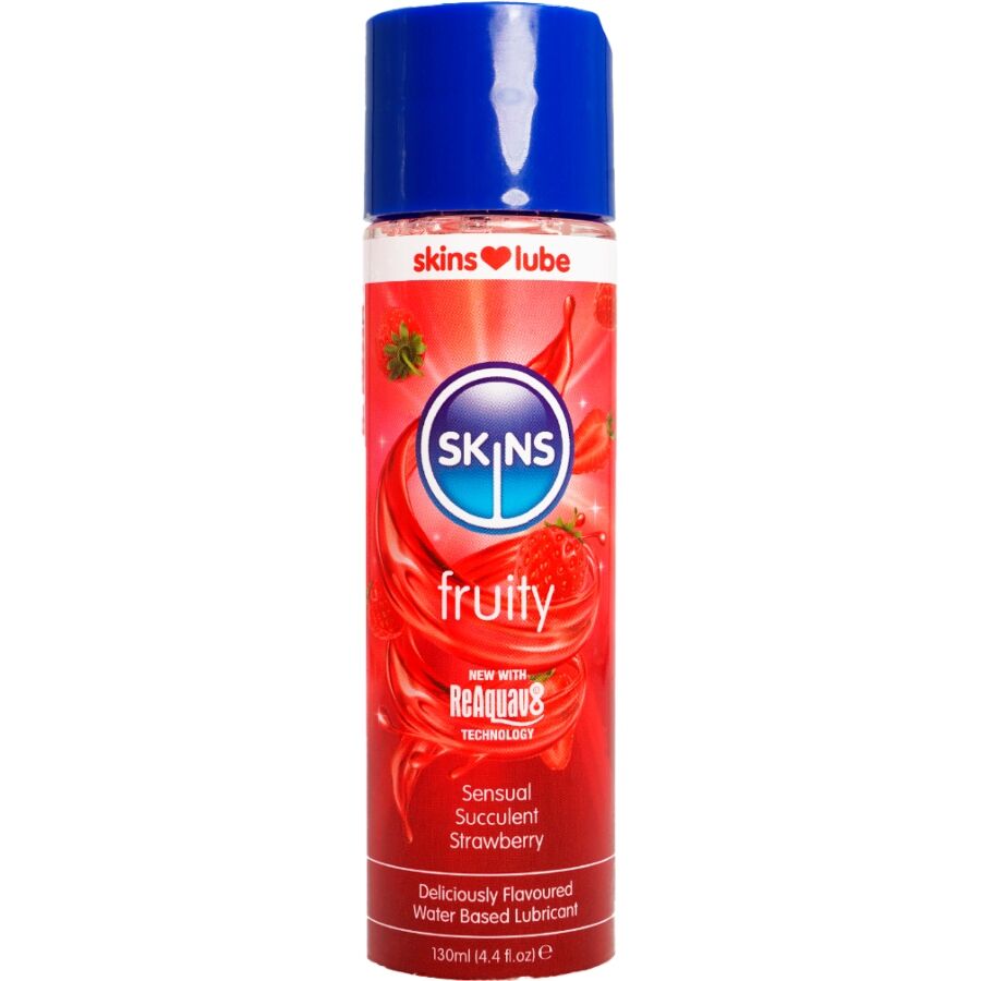 SKINS - LUBRIFICANTE FRUTADO À BASE DE ÁGUA MORANGO 130 ML