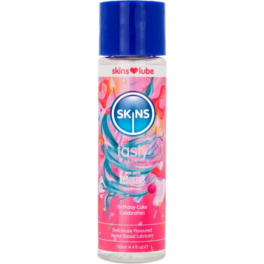 SKINS - LUBRIFICANTE À BASE DE ÁGUA SABOR BOLO DE ANIVERSÁRIO 130 ML