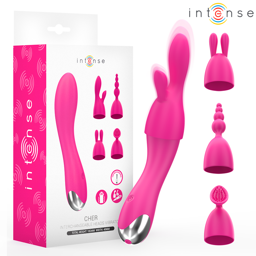 INTENSO - VIBRADOR CARO COM 20 MODOS DE MOVIMENTO E PONTAS INTERCAMBIÁVEIS
