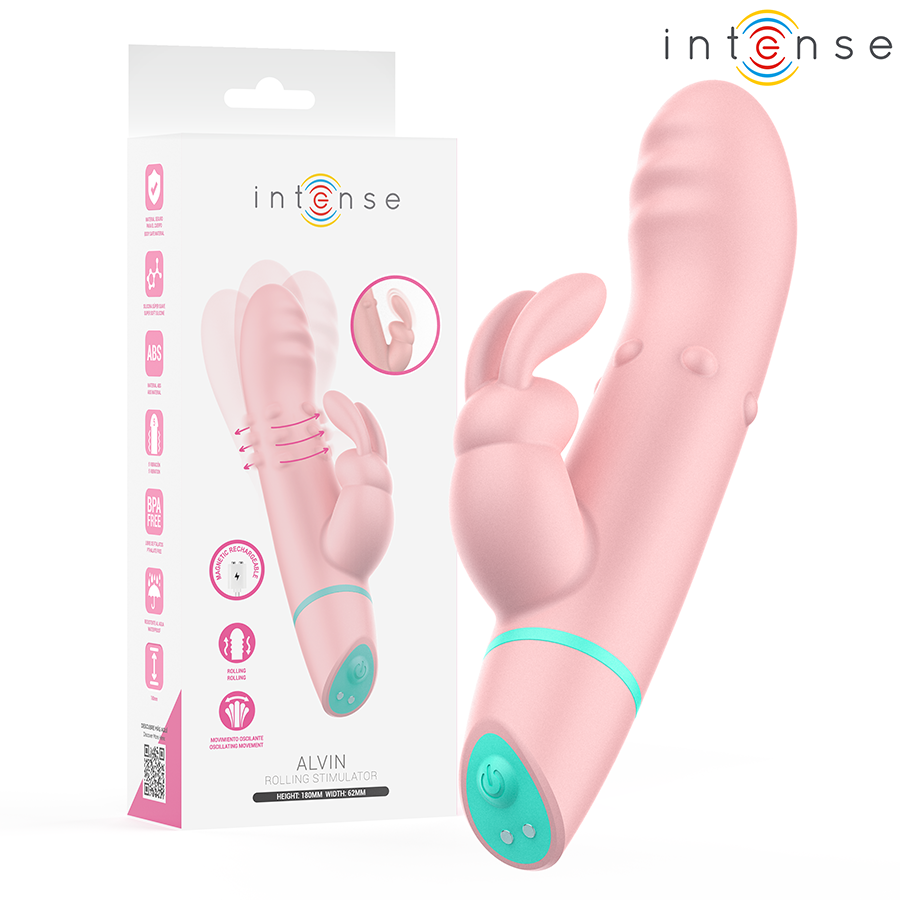 INTENSO - ESTIMULADOR E VIBRADOR ALVIN RABBIT COM ROLAMENTO + OSCILANTE