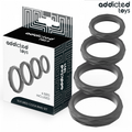 ADDICTED TOYS - CONJUNTO DE ANÉIS PENIANOS TEXTURIZADOS, 4 TAMANHOS