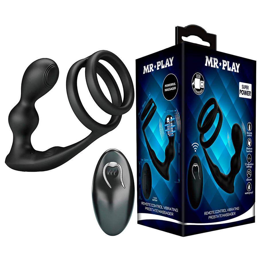MR PLAY - PLUG ANAL VIBRADOR COM ANEL PENIANO E CONTROLO REMOTO