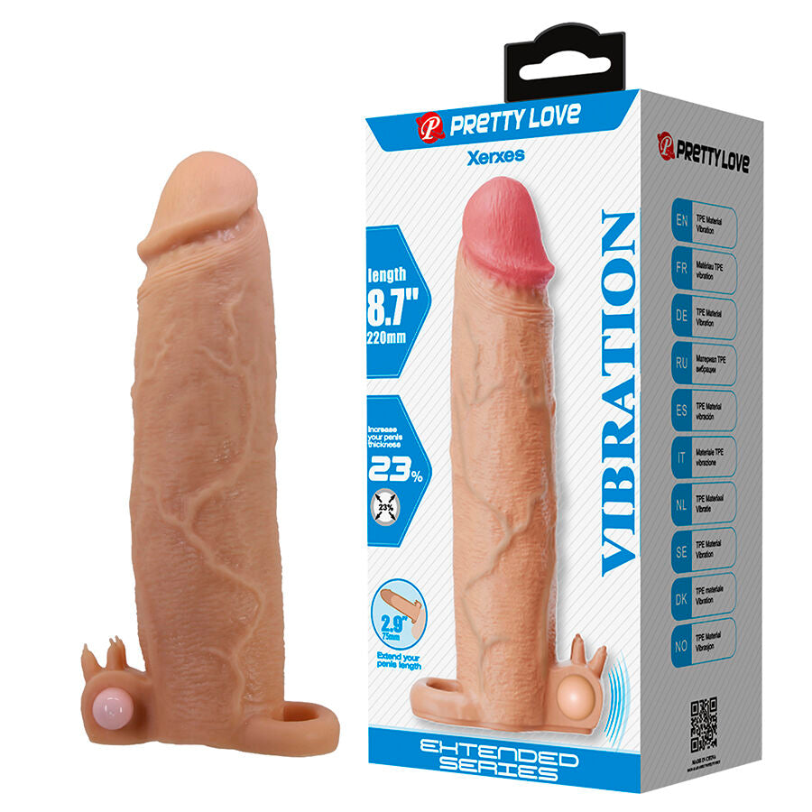 PRETTY LOVE - XERXES EXTENSOR DE PÉNIS COM ESTIMULADOR CLITORIANO E VIBRAÇÃO