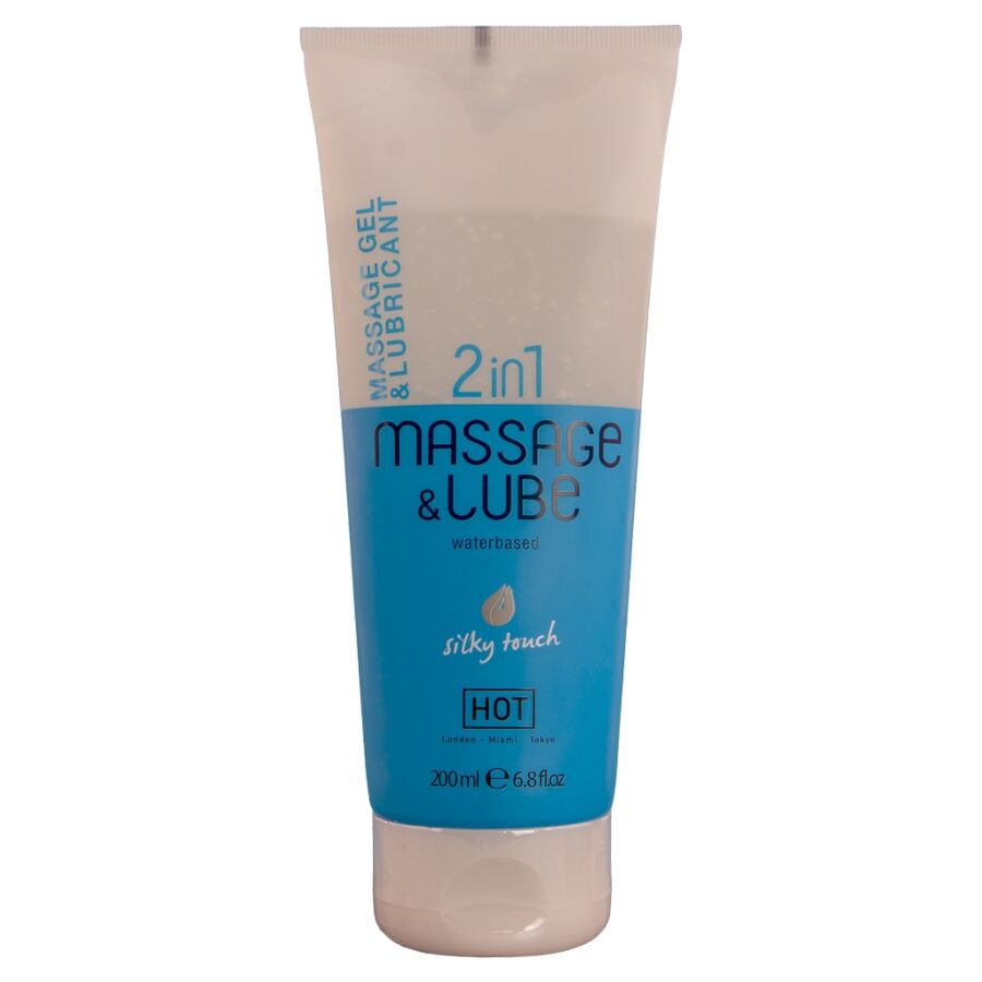 HOT - GEL DE MASSAGEM E LUBRIFICANTE 2 EM 1, TEXTURA SEDOSA, 200 ML