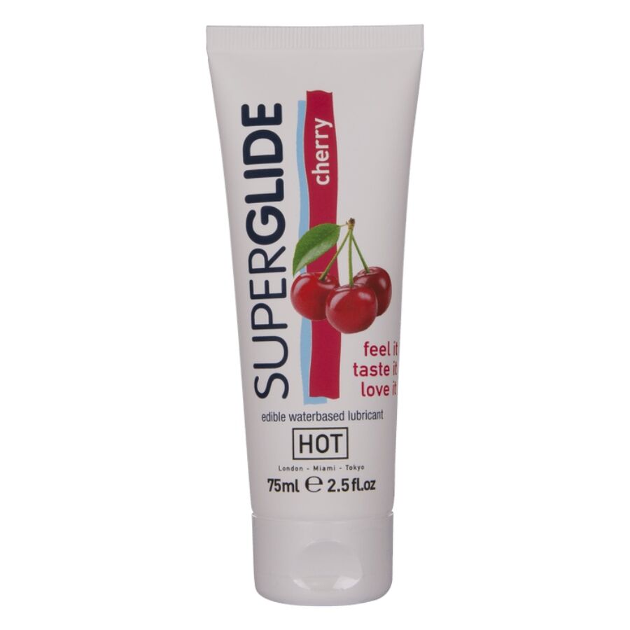 HOT - LUBRIFICANTE COMESTÍVEL À BASE DE ÁGUA CEREJA SUPERGLIDE 75 ML