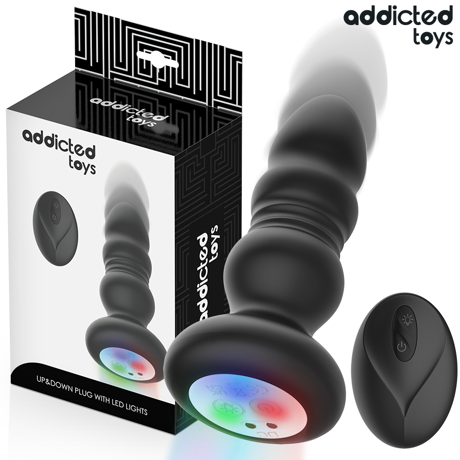 ADDICTED TOYS - PLUG ANAL ROTATIVO E VIBRATÓRIO, COM CONTROLO REMOTO E LUZ LED