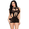 LEG AVENUE - 81680 VESTIDO CURTO OPACO E TOP DE ALÇAS COM COSTA DESCAÍDA PRETO - TAMANHO ÚNICO