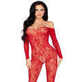 LEG AVENUE - 89366 LINGERIE EM RENDA BODYSTOCKING VERMELHO - TAMANHO ÚNICO