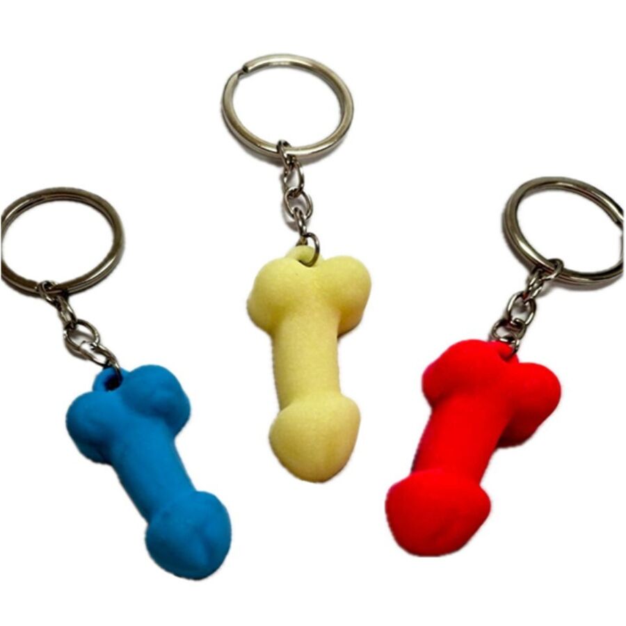 DIABLO PICANTE - PORTA-CHAVES PÉNIS DE SILICONE SORTIDOS, CORES FOSFORESCENTES