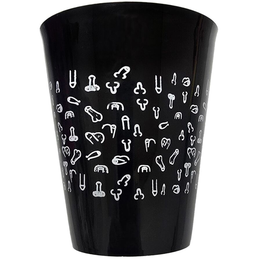 DIABLO PICANTE - COPO PRETO 500 ML COM PENIS BRANCOS