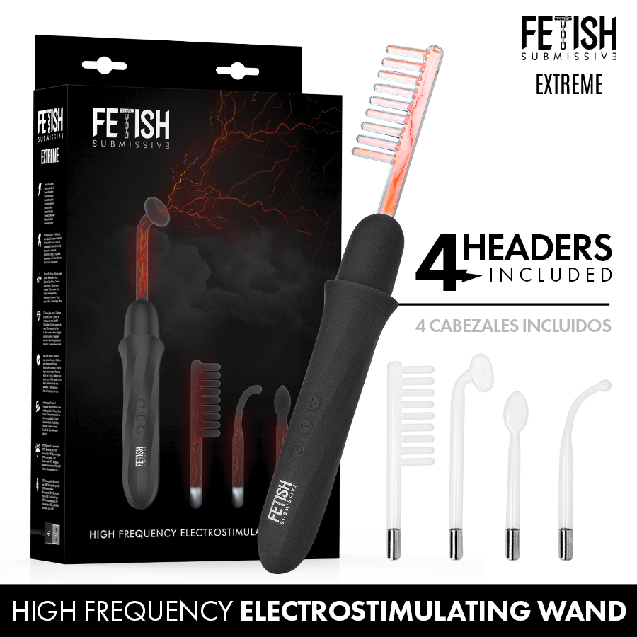 FETISH SUBMISSIVE - VIBRADOR WAND ELETROESTIMULAÇÃO ALTA FREQUÊNCIA