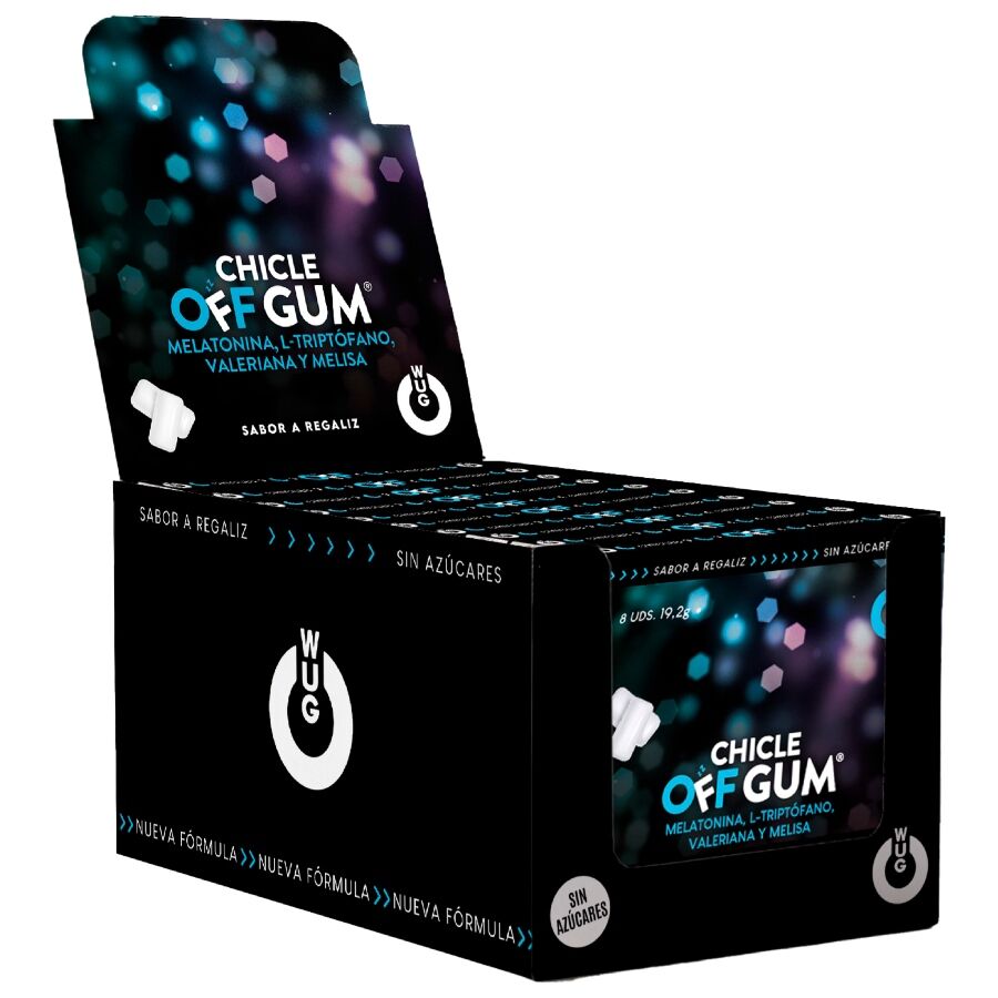WUG GUM - OFF À BASE DE VALERIANA, TRIPTOFANO, ERVA-CIDREIRA E MELATONINA