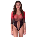 PASSION - BS118 BODYSTOCKING EM REDE PRETO E VERMELHO