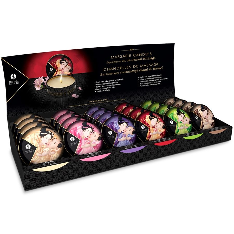 SHUNGA - MINI CARESSE COM VELA EXPOSITOR DE VELAS DE MASSAGEM 24 UNIDADES