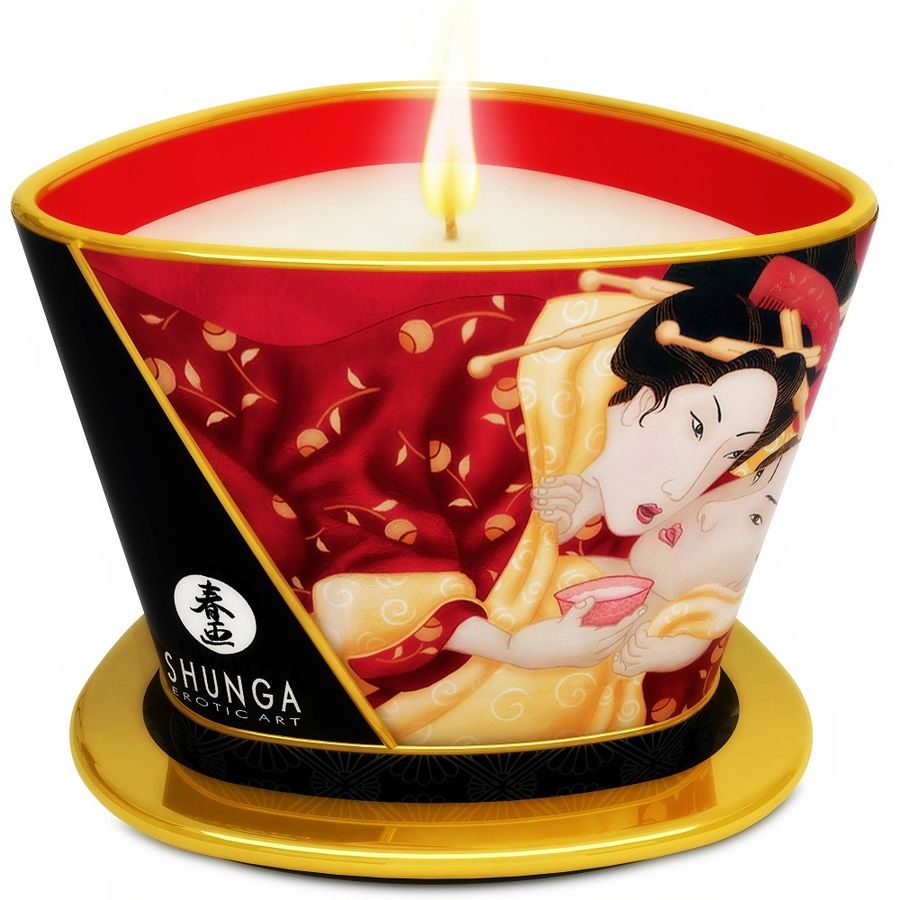 SHUNGA - MINI CARÍCIAS COM VELAS MORANGO E VELA DE MASSAGEM CAVA 170 ML