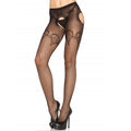 LEG AVENUE - CUECA EM ELEGANTE REDE BORDADA PRETA