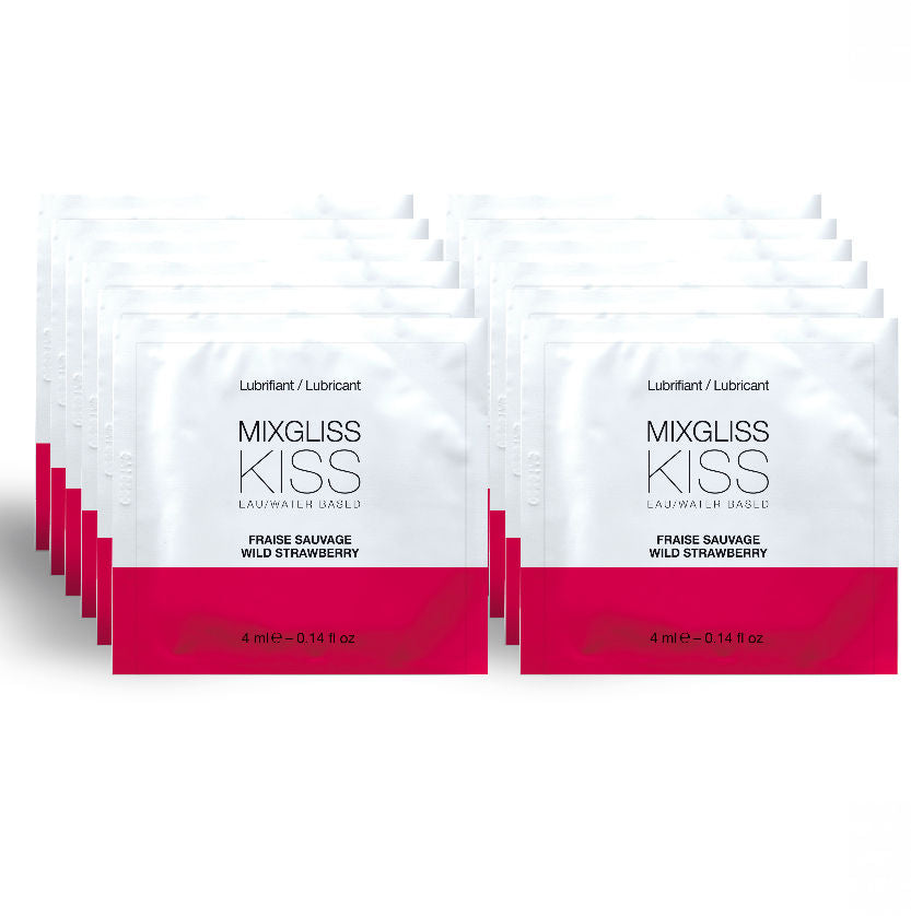 MIXGLISS - LUBRIFICANTE À BASE DE ÁGUA SABOR MORANGO 12 UNIDOSES 4 ML