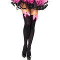LEG AVENUE - MEIAS ATÉ À COXA EM NYLON COM LAÇO PRETO / ROSA