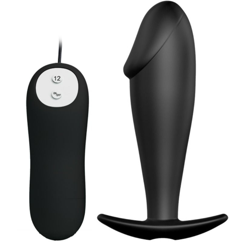 PRETTY LOVE - PLUG ANAL EM SILICONE EM FORMA DE PÉNIS E 12 MODOS DE VIBRAÇÃO PRETO