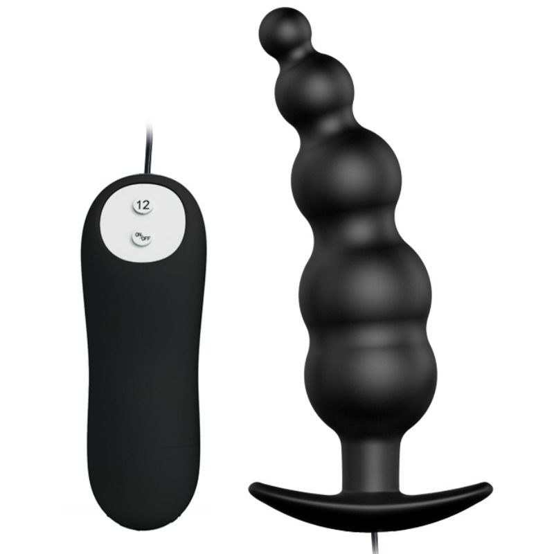 PRETTY LOVE - PLUG ANAL SILICONE EXTRA ESTIMULAÇÃO E 12 MODOS DE VIBRAÇÃO PRETO