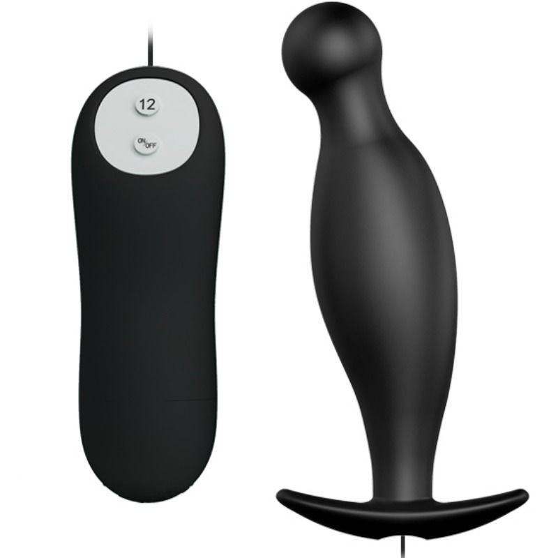 PRETTY LOVE - PLUG ANAL EM SILICONE COM 12 MODOS DE VIBRAÇÃO PRETO