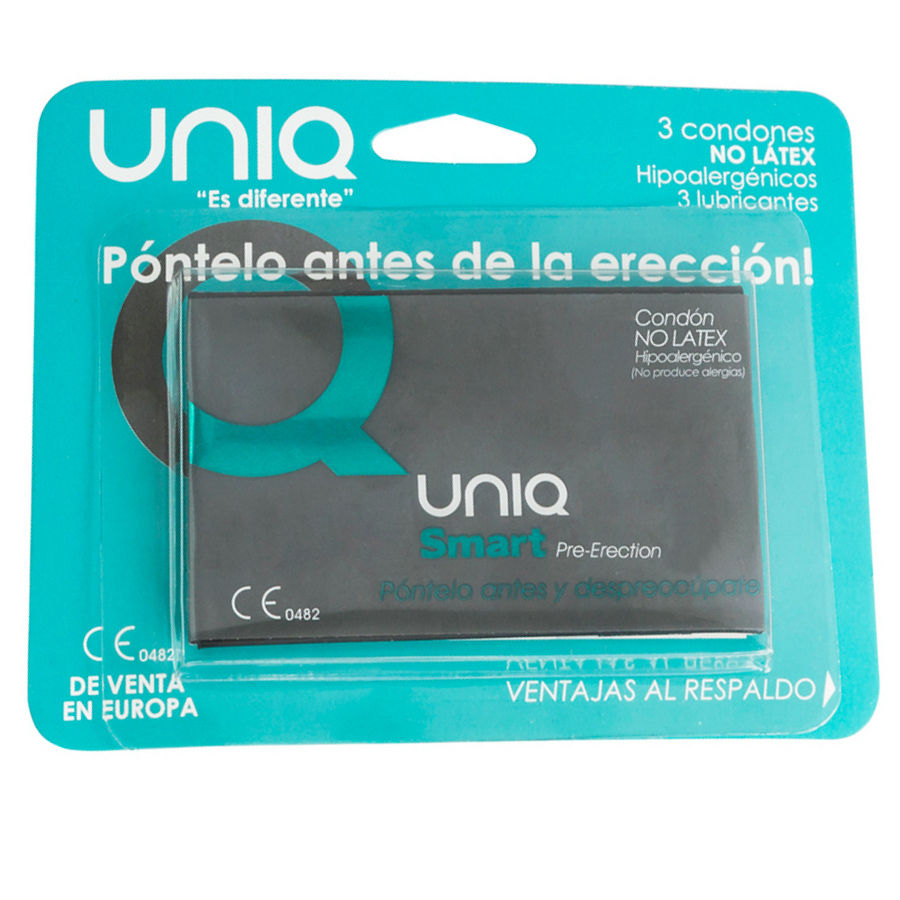 UNIQ - PRESERVATIVOS PRÉ-EREÇÃO SEM LÁTEX INTELIGENTES 3 UNIDADES