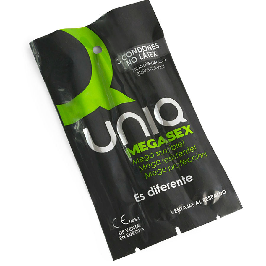 UNIQ - PRESERVATIVOS SENSÍVEIS SEM LÁTEX MEGASEX 3 UNIDADES