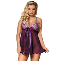 SUBBLIME - BABYDOLL COM LAÇO E DETALHES BRILHANTES ROXO L/XL