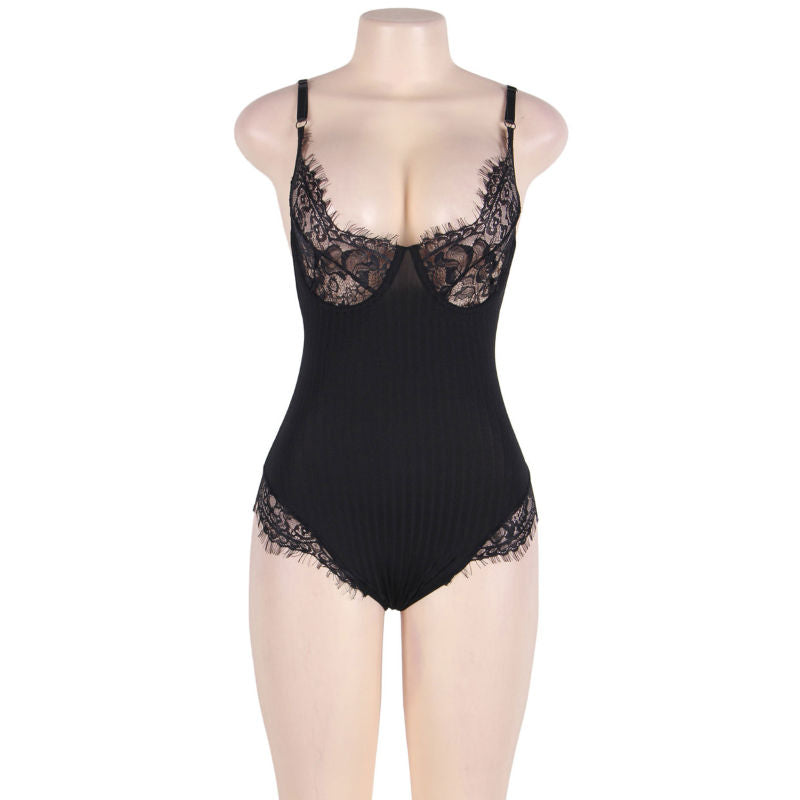 SUBBLIME - QUEEN PLUS TEDDY COM TULES E FRANJAS PRETO