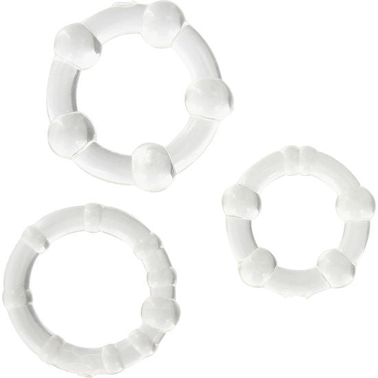 SEVEN CREATIONS - CONJUNTO DE TRÊS ANÉIS PENIANOS TRANSPARENTES