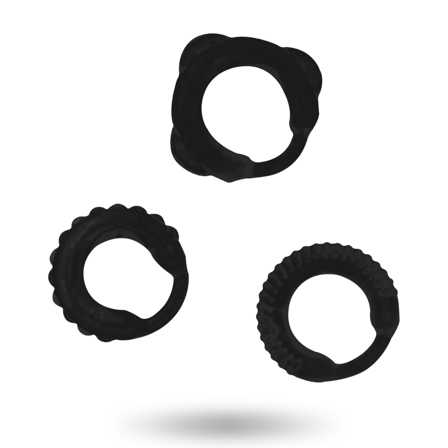 ADDICTED TOYS - CONJUNTO DE ANÉIS PARA O PÉNIS EM PRETO