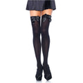 LEG AVENUE - MEIAS DE LIGA PRETAS EM NYLON COM LAÇO PRETO TAMANHO ÚNICO