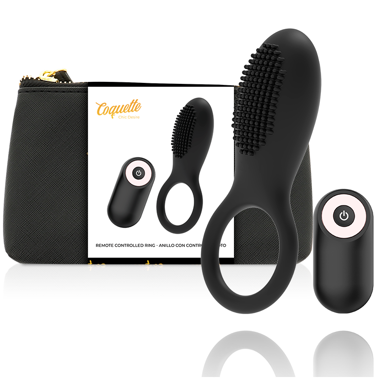 COQUETTE CHIC DESIRE - ANEL DE PENIS TELECOMANDADO RECARREGÁVEL PRETO/DOURADO