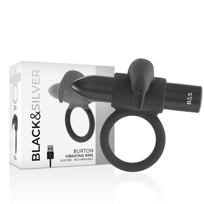BLACK&SILVER - BURTON ANEL 10 MODOS DE VIBRAÇÃO PRETO