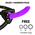 DELTA CLUB - TOYS ARNÊS + DONGUE SILICONE VIOLETA 20 CM -O- 4 CM